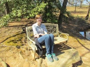 Sophie on a little bench