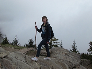 Sophie on a rock!