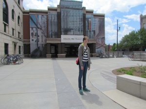 Sophie at museum entrance