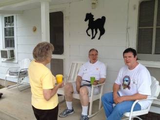 visiting on porch