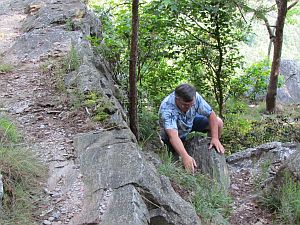 climbing up the rock