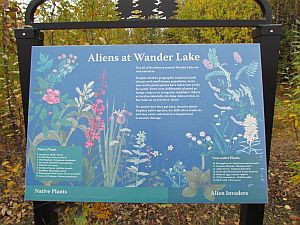 aliens at Wander Lake sign